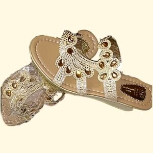 Honey Topaz Jeweled Boho Wedge Sandals